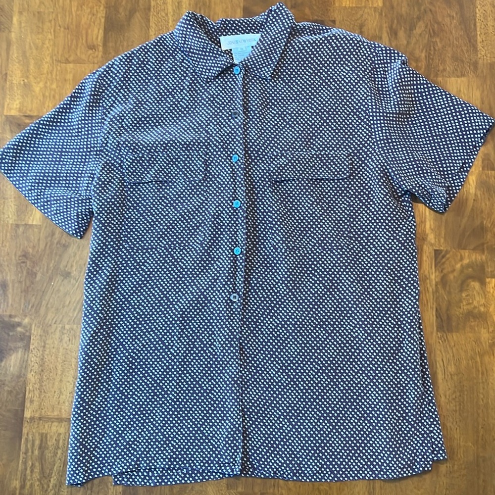 Vintage Jones New York Silk Short Sleeve Button-Down